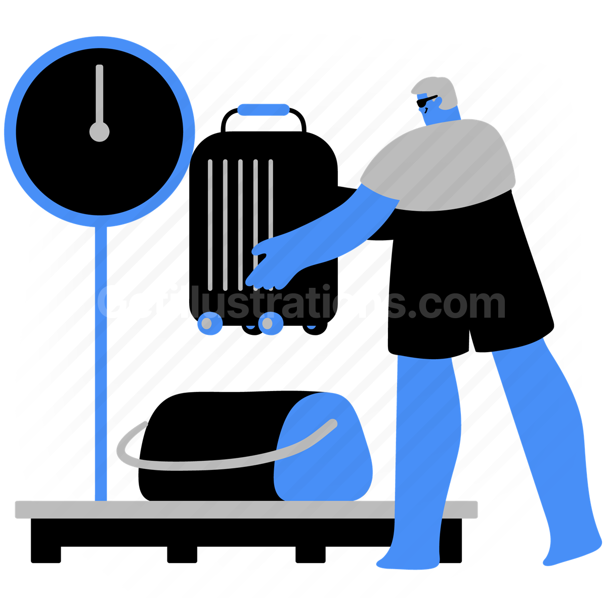 weigh, luggage, baggage, weight, scale, airport, travelling
